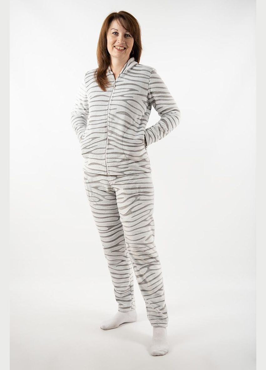 Сіра зимня теплий домашній жіночий костюм шиншила (кофта+штани) Україна