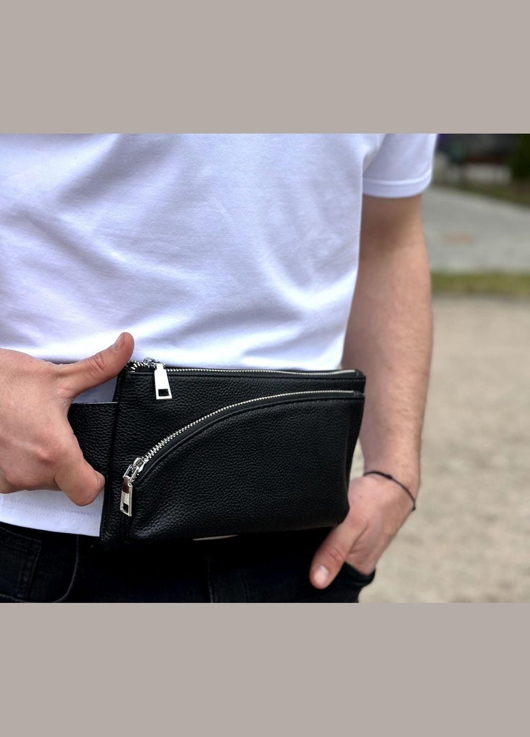 Топ! Поясная сумка-бананка мужская кожаная черная TD-54928 Tiding Bag (359380729)