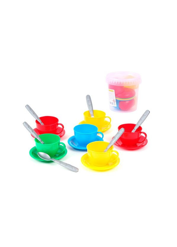 Чайный сервиз в ведерке игрушка для детей для сюжетно-ролевых игр набор посуды ТехноК (372803569)