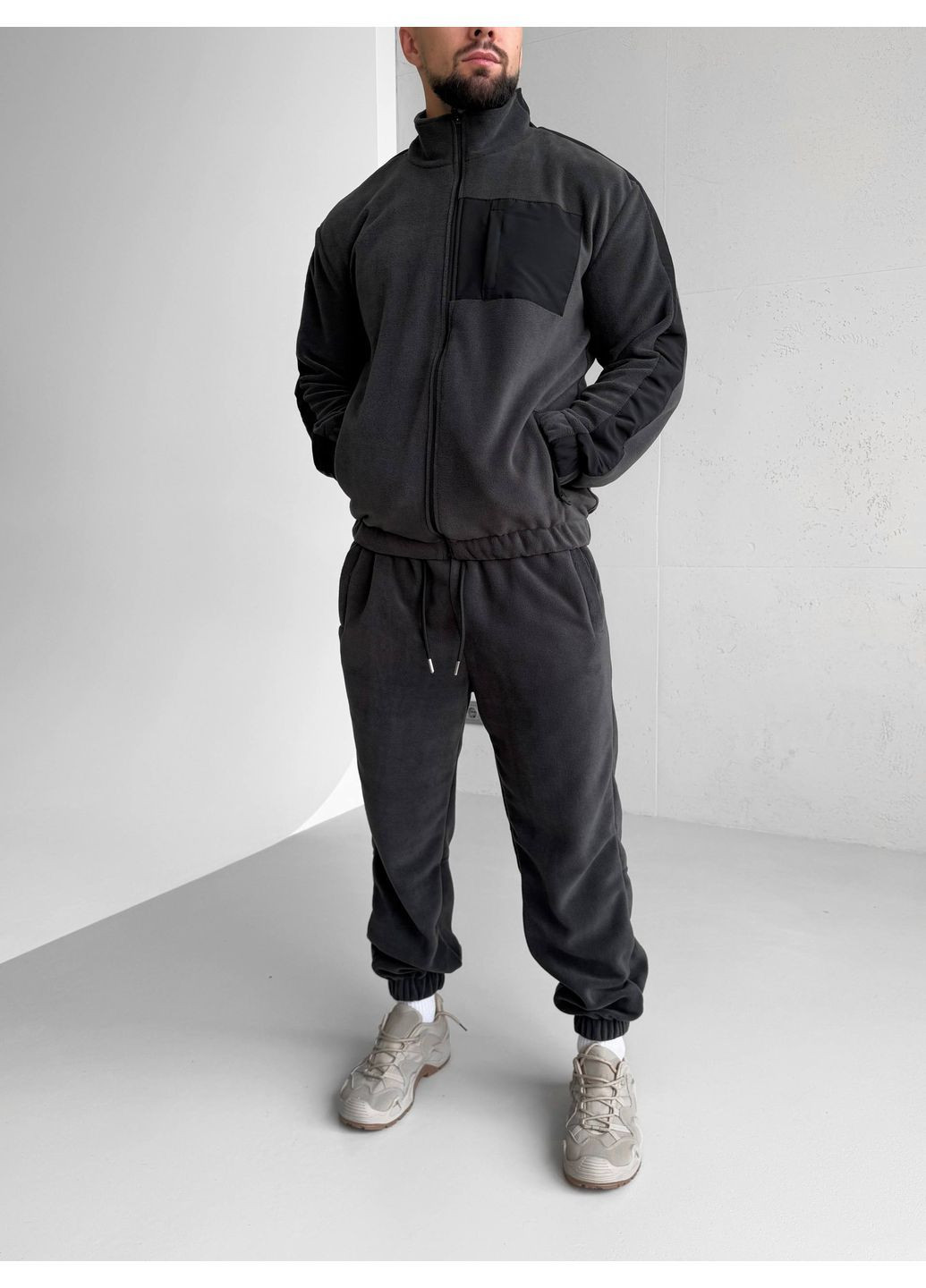 Зимовий чоловічий костюм Move фліс полар графіт No Brand (365716047)