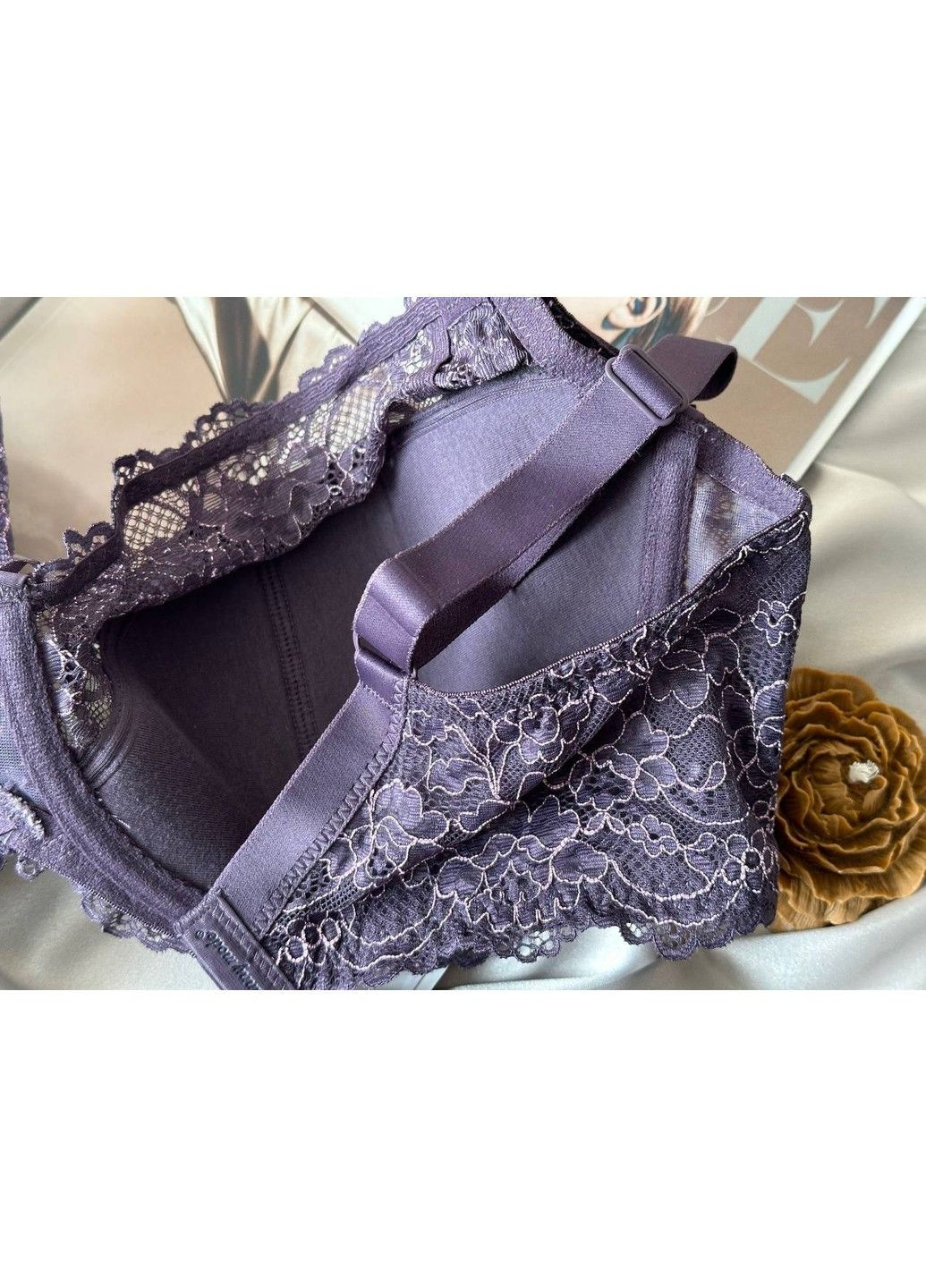 Сливовый бюстгальтер сливовый на большую грудь с мягким поролоном Lanny Mode