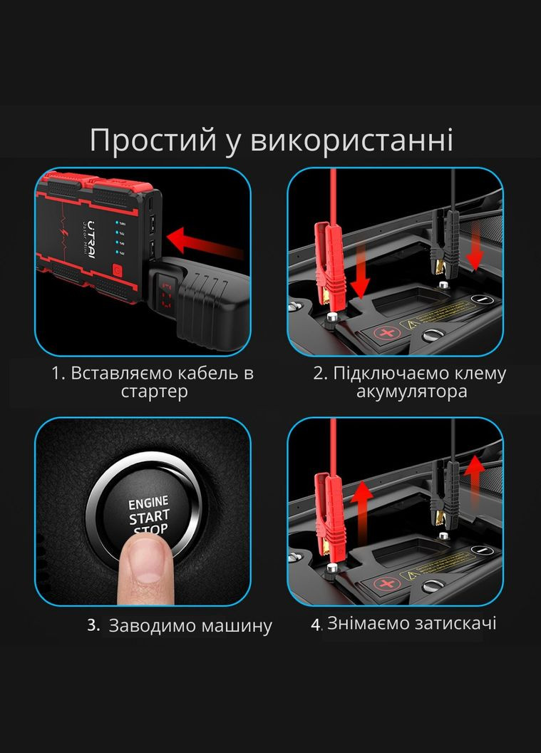 Многофункциональное автомобильное пуско-зарядное устройство/стартер/бустер повербанк 13000 мАч Jstar UTRAI (324219360)