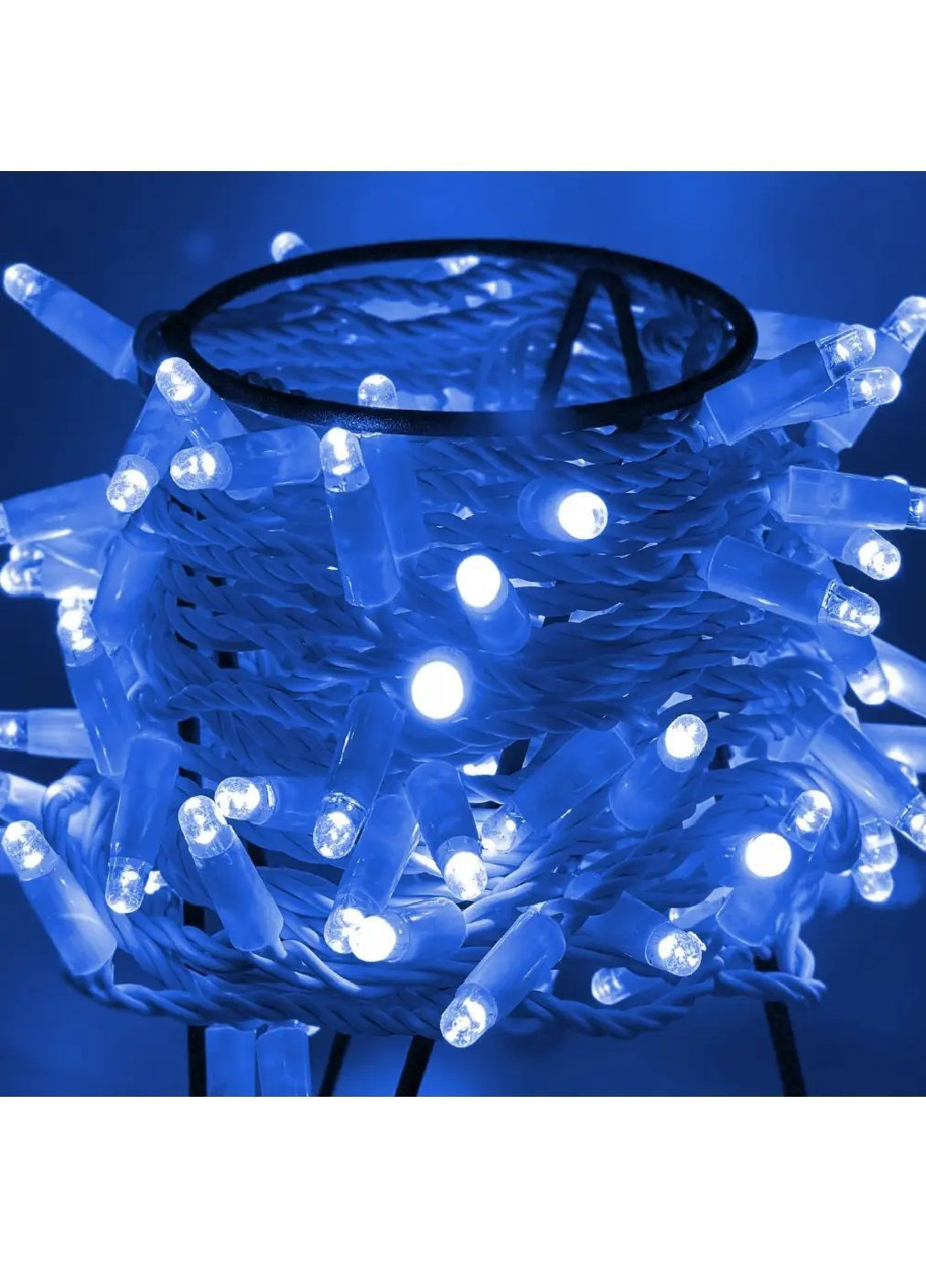 Гірлянда нитка світлодіодна новорічна для будинку вулиці з роботою від мережі 10 м 100 лампочок (481888-Prob) Синя Unbranded (367782954)