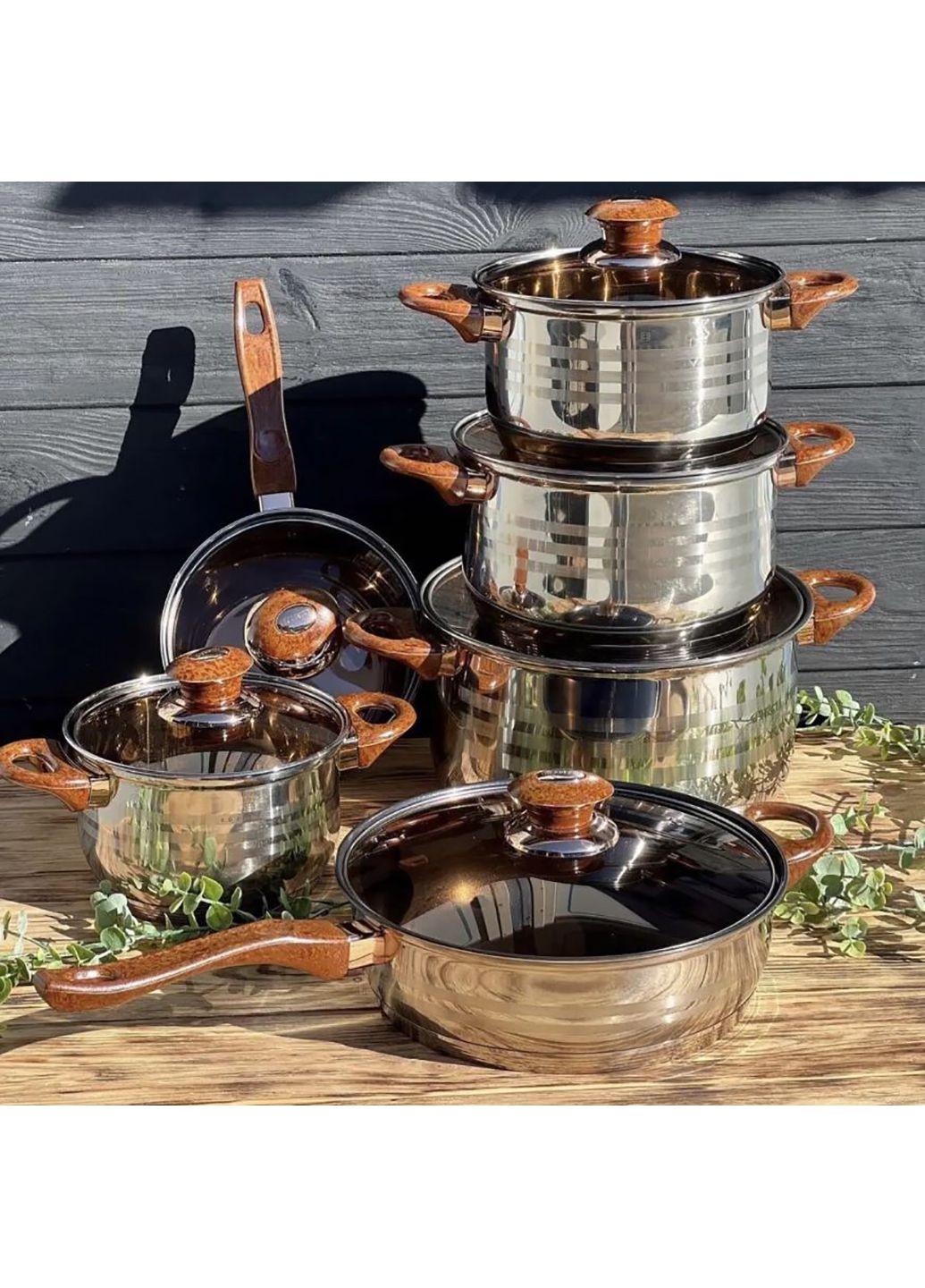 Набір посуду каструль з нержавіючої стали 12 предметів EB-1143 Edenberg (337176736)