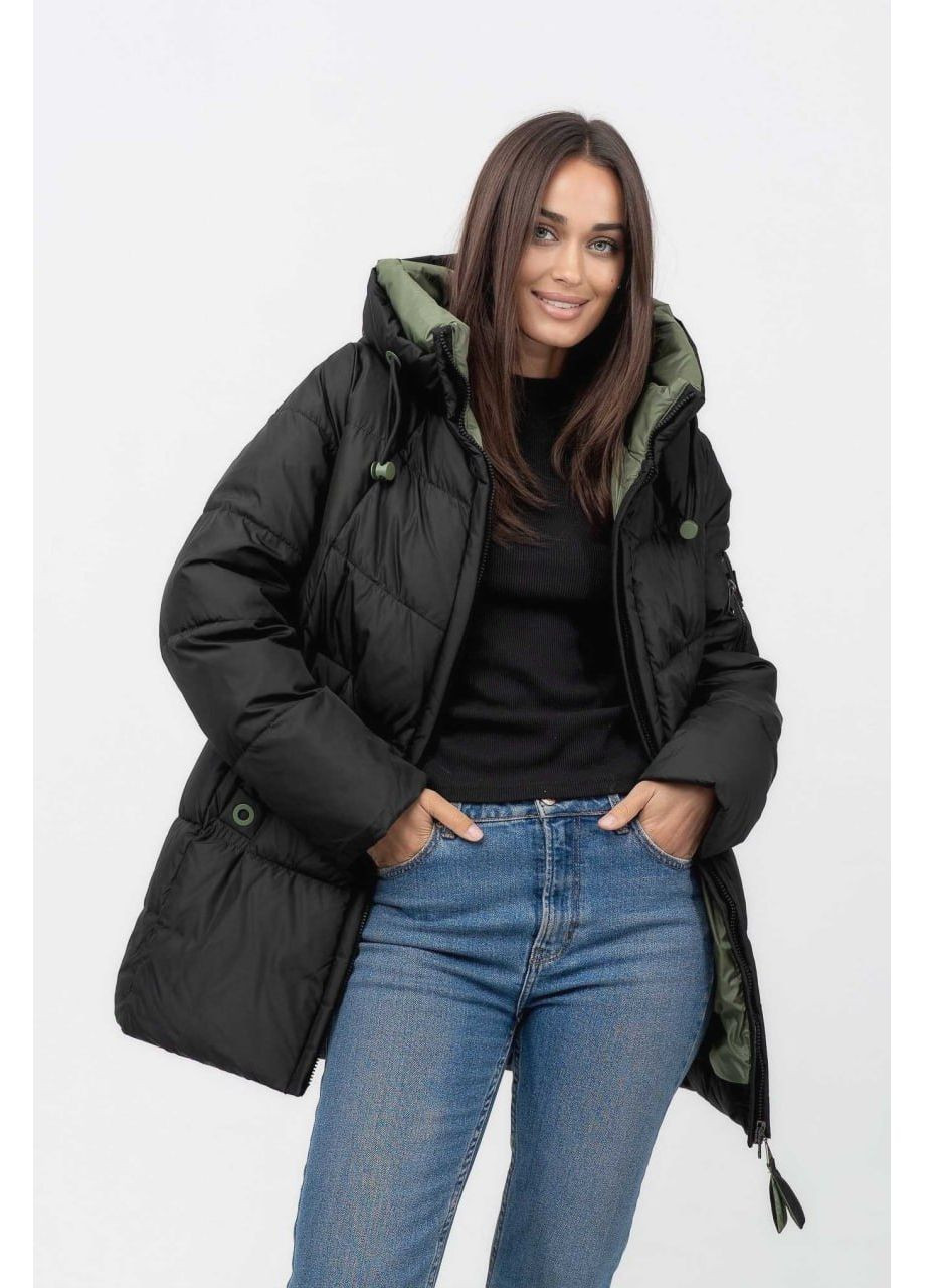 Чорна зимня куртка-пуховик plus size Lora Duvetti