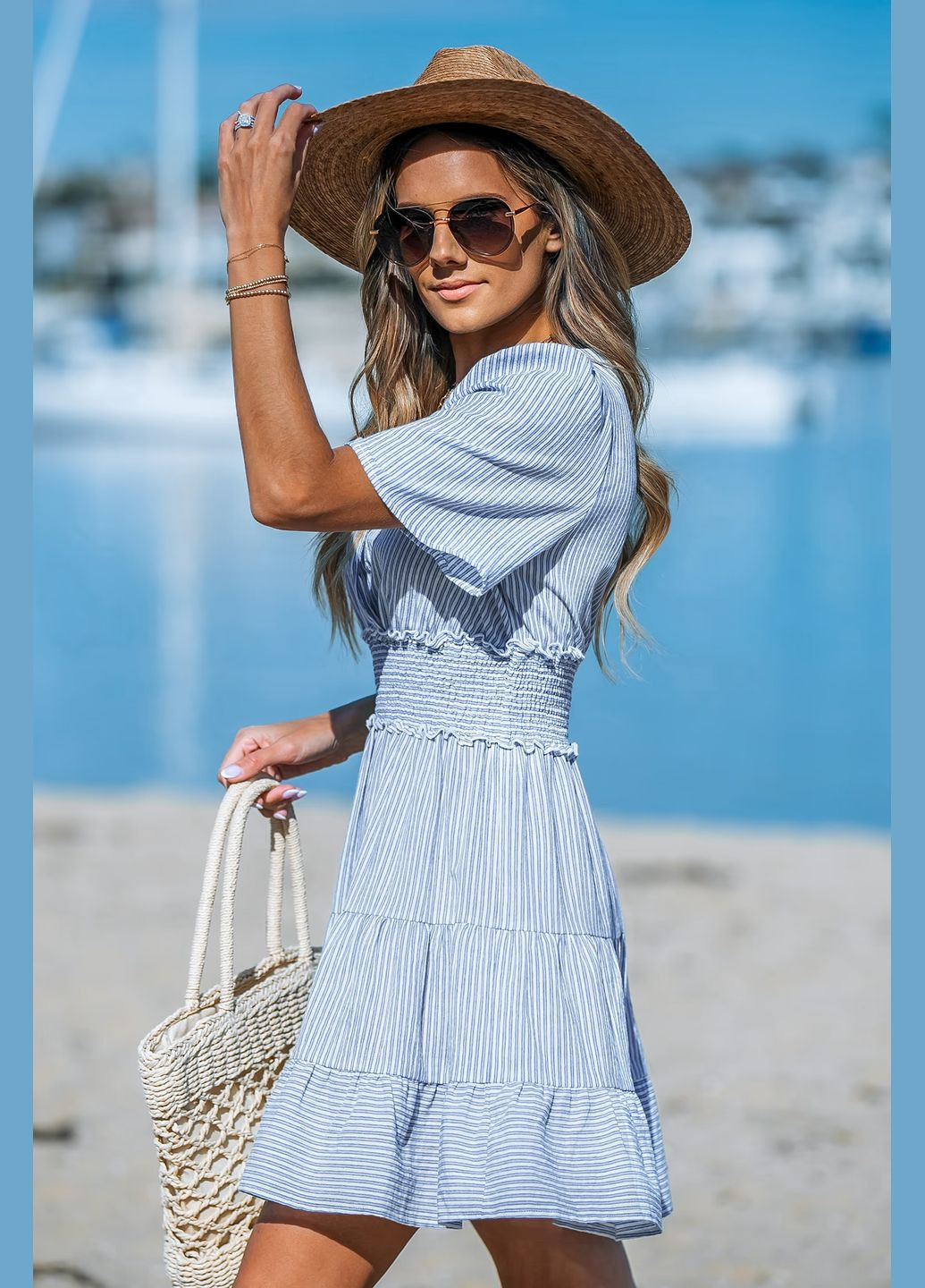 Білий пляжна плаття, сукня CUPSHE в смужку