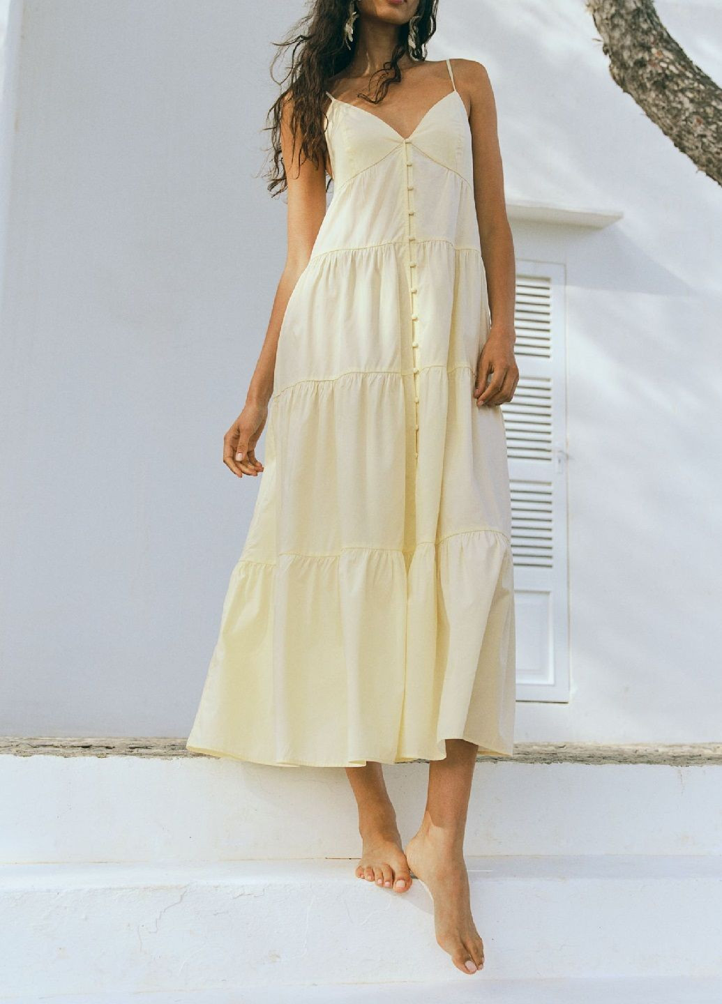 Светло-желтое кэжуал платье H&M однотонное