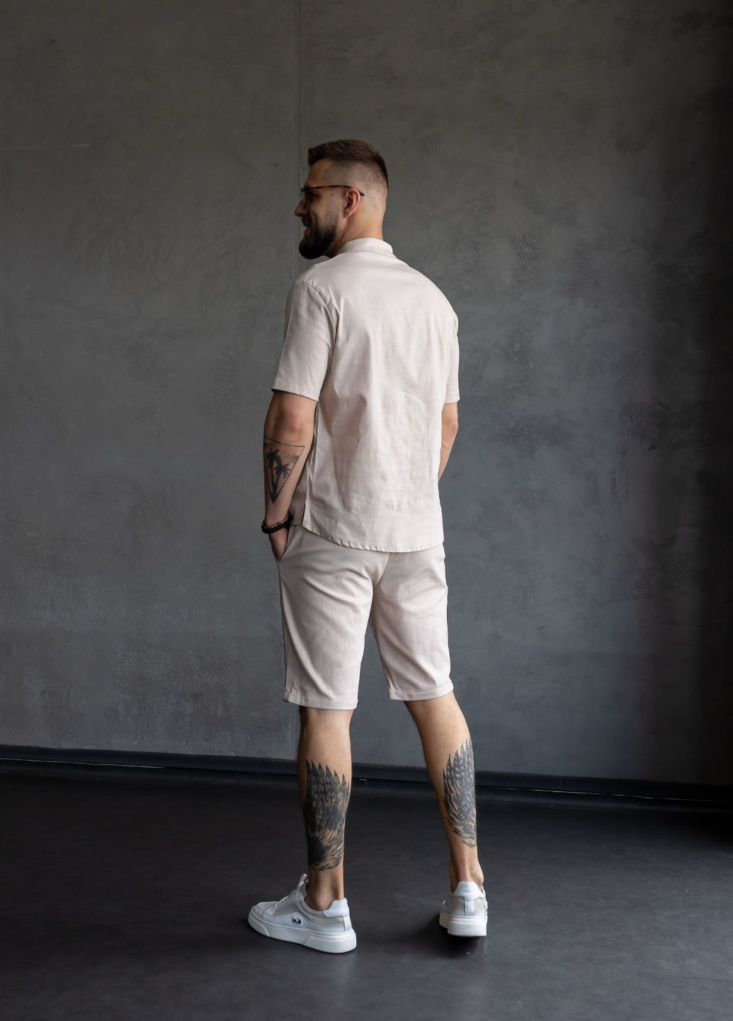 Льняний комплект, сорочка та шорти MonsterBrand (333602487)