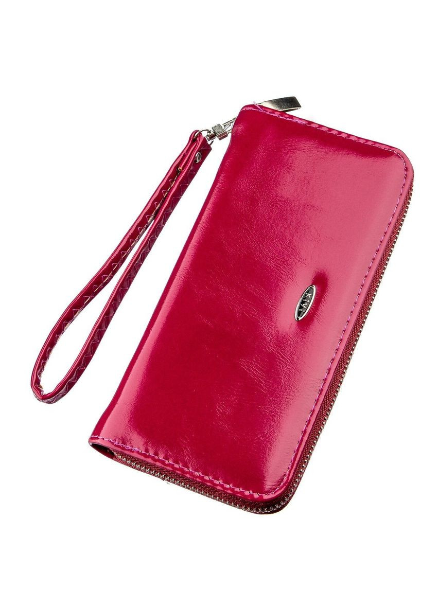 Гаманець жіночий на одну блискавку з екошкіри гладкий Малиновий 19039 KIVI (329197240)
