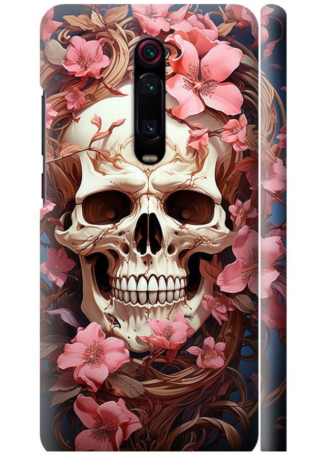 3D пластиковый матовый чехол 'Череп в розовых цветах' для Endorphone Xiaomi Mi 9T Pro (281474743)