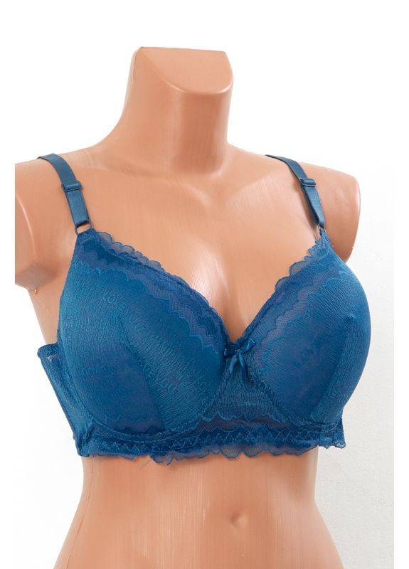 Синий классический бюстгальтер однотонный (чашка d) (p-18697) Носи своє