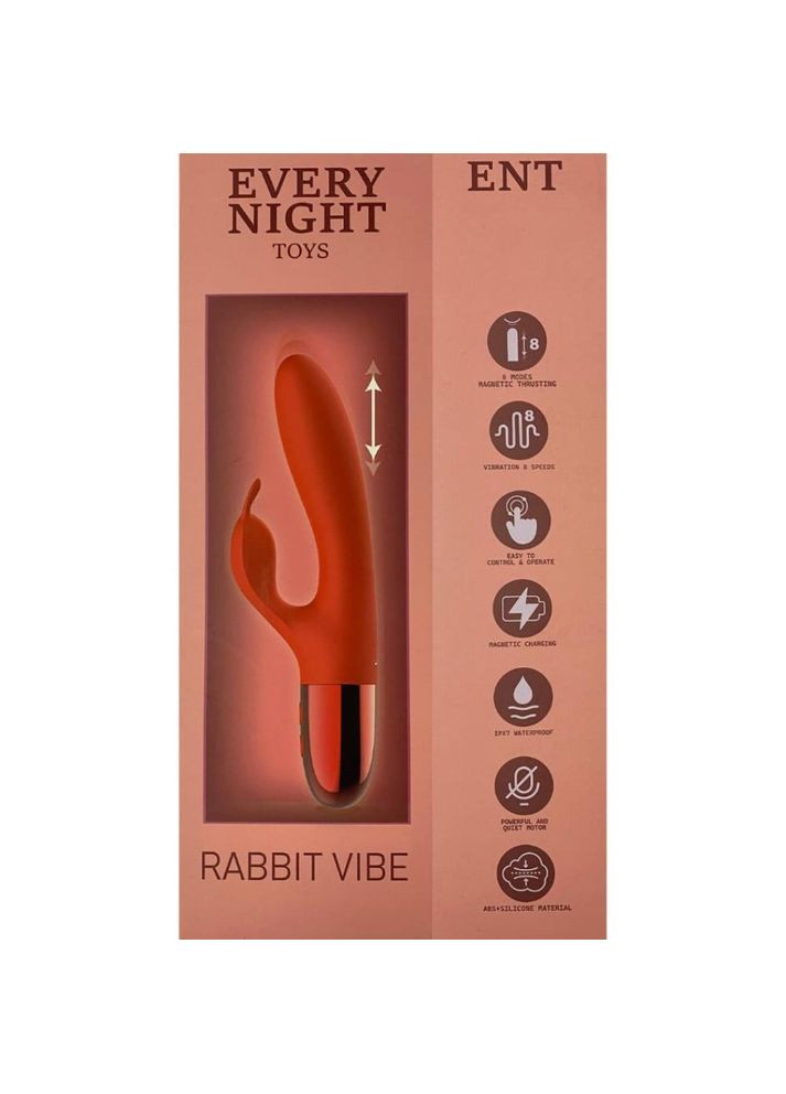 Вібратор кролик з відростком для стимуляції клітора, червоний Every Night Toys (333986566)