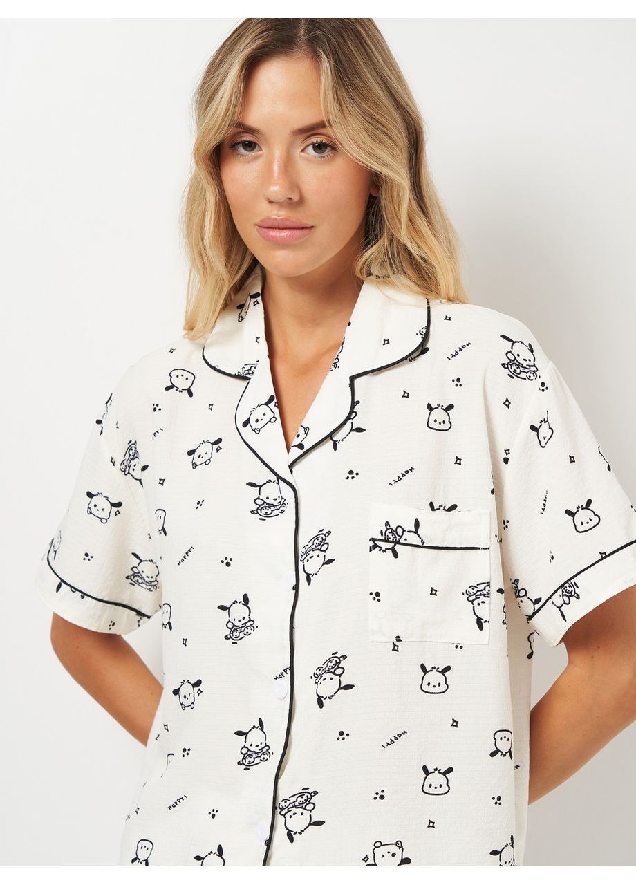 Белая всесезон женская лёгкая пижама с пёсиками, белый, No Brand