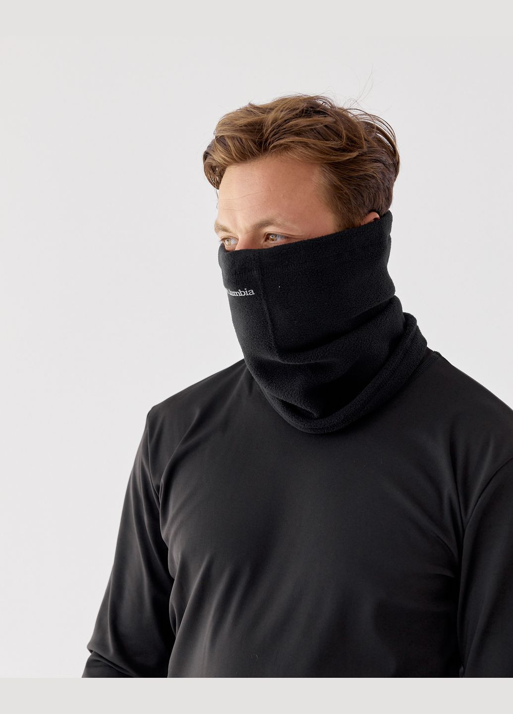 Бафф милитари зимний / флисовый мужской шарф трансформер / балаклава 9677 Черный 73410 Columbia (306518901)