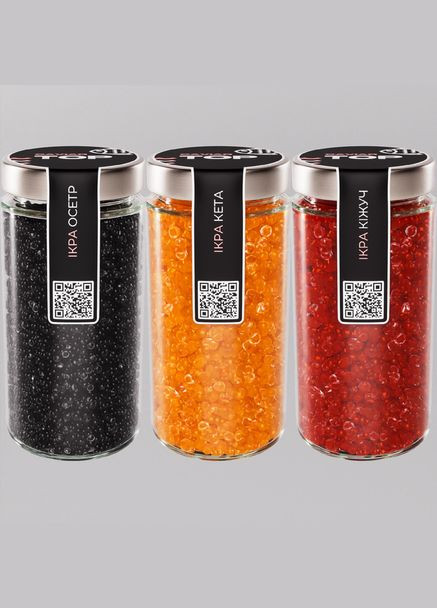 Набор из трех видов Икорного продукта CapsFood Икра Кета + Осетр + Кижуч PREMIUM 500+500+500 граммов No Brand (305576792)