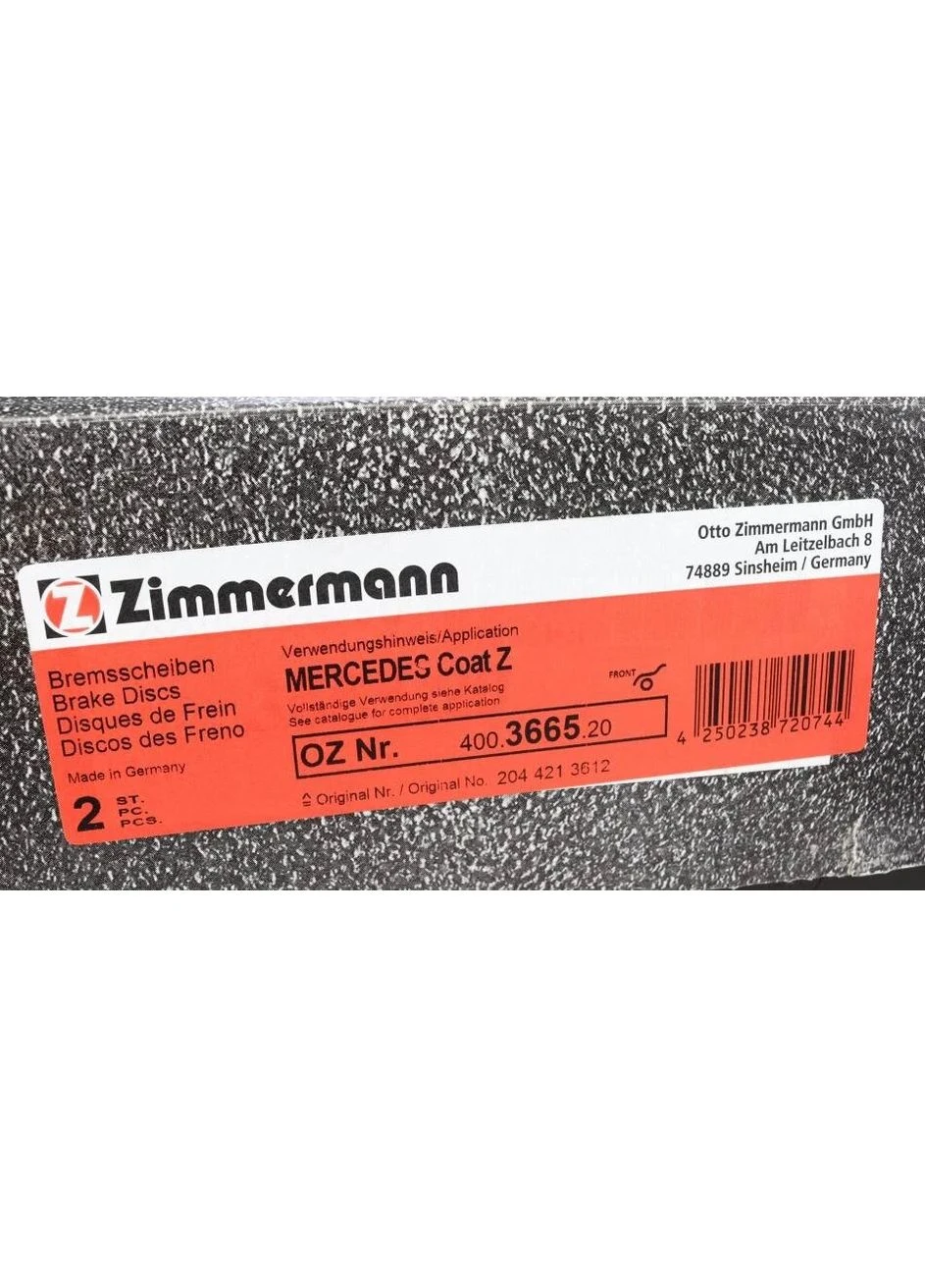 Диск гальмівний ПЕРЕДН MERCEDES C CLASS SPORT PACKAGE C180-C280 07- 400.3665.20 ZIMMERMANN (366172360)