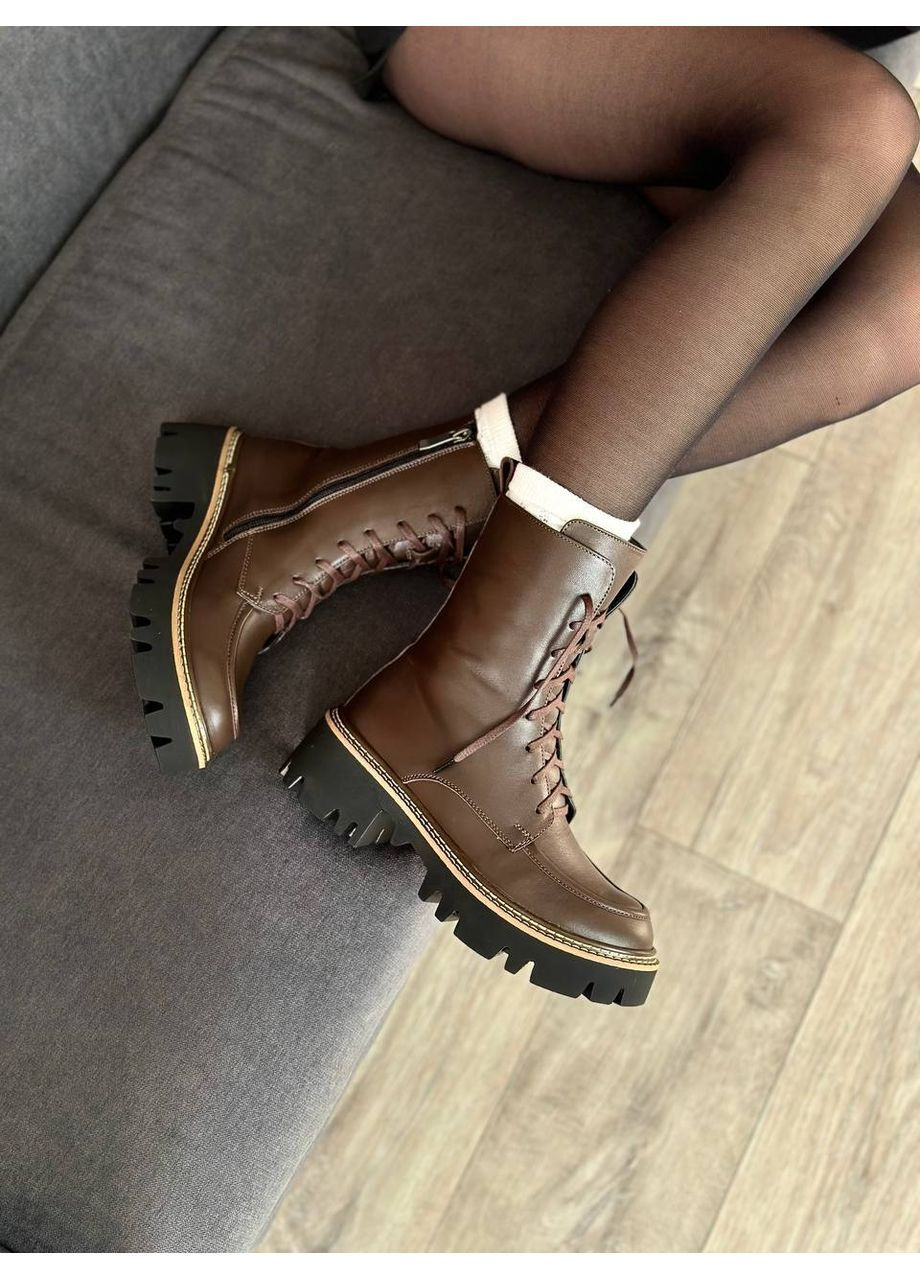 Жіночі коричневі зимові черевики на шнурівці Madiro (368787226)