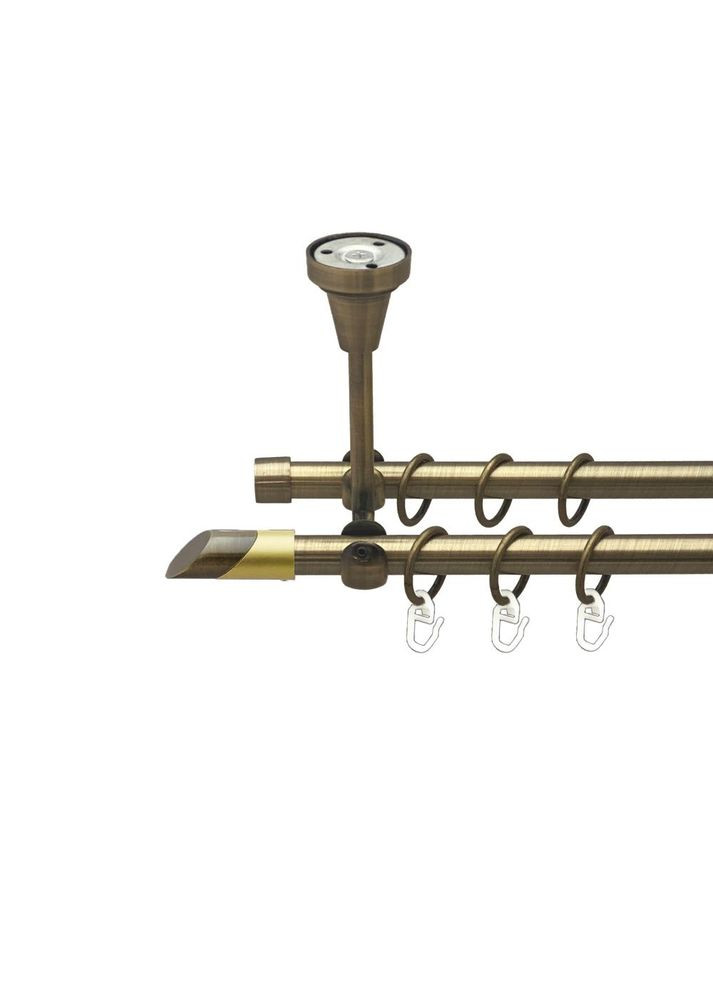 Карниз Луна металевий дворядний відкритий до стелі гладка труба Антик 16\16 мм 240 см (00-00016917) ORVIT (300278242)