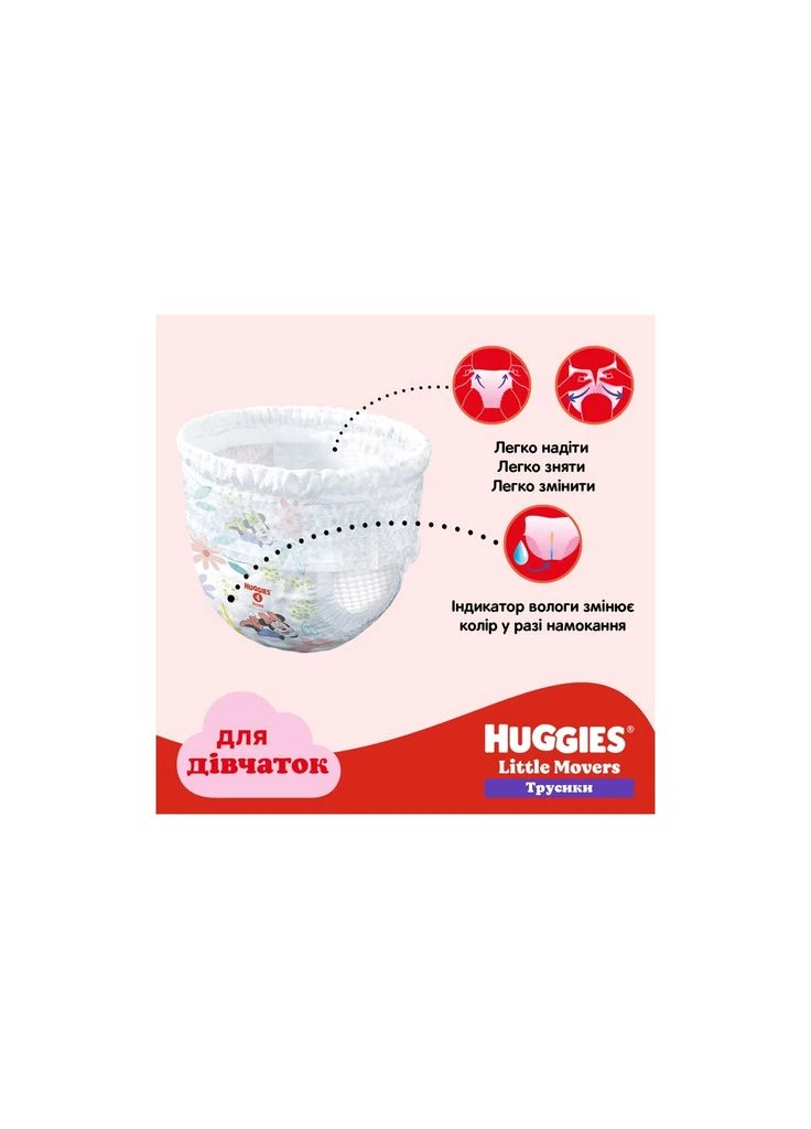 Підгузки Little Movers/Pants 6 (15-25 кг) Box для дівчаток 60 шт (5029053564135) Huggies (390949275)
