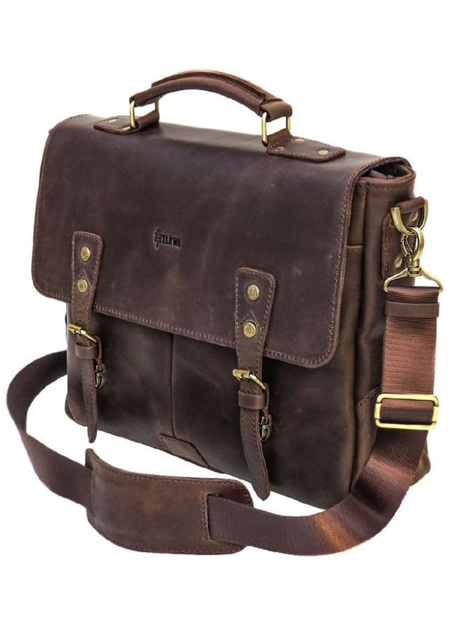 Сумка портфель через плече чоловічий шкіряний для документів А4 Коричневий 35559 TARWA (334674036)