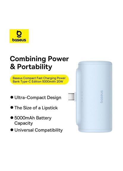 Батарея універсальна Compact 4900mAh 20W Lightning, Black (PPWC05I) (P10068304112-00) Baseus Compact 4900mAh 20W Lightning, Black (PPWC05I) (369880780)