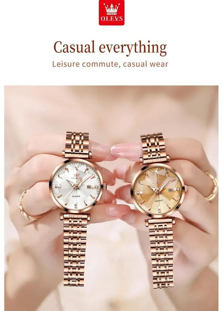 Жіночий годинник 5536 Rose Gold кварцовий, наручний, з браслетом рожеве золото Olevs (358651018)