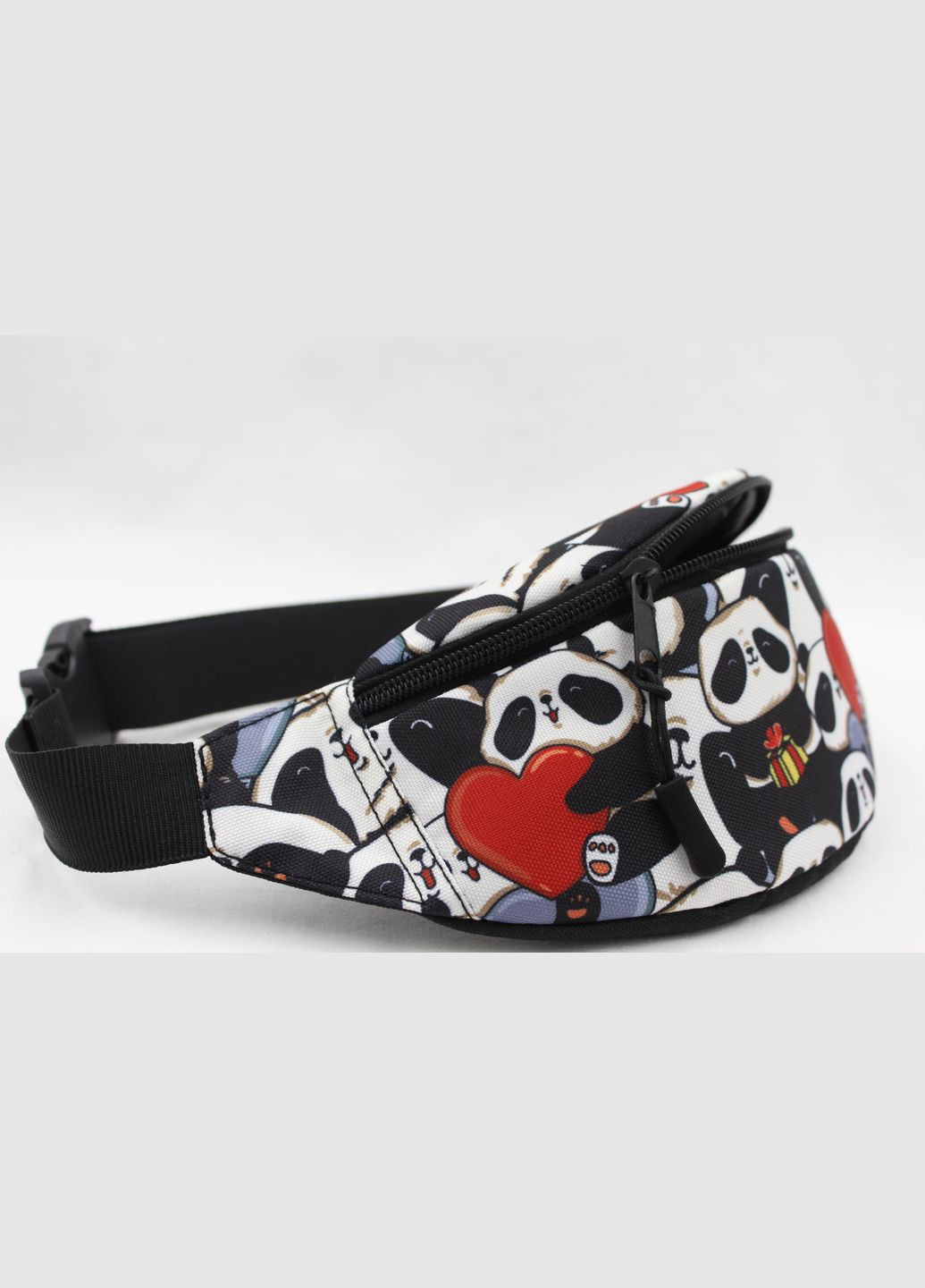 Сумка бананка для дівчинки 4-9 років чорно-білий Панда Серце KLUNOK Сумка-бананка (315633554)