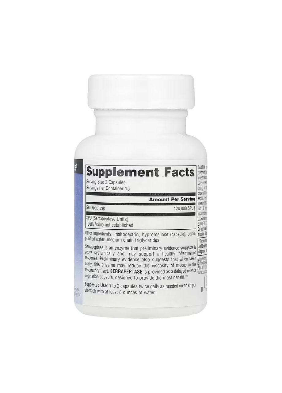 Serrapeptase - 30 caps Source Naturals (369396644)