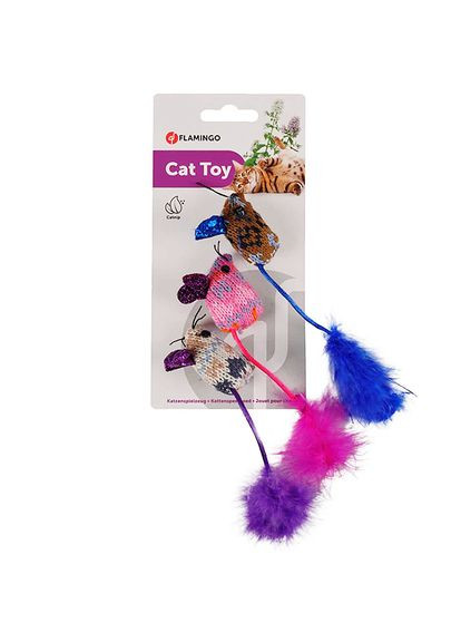 Іграшка з котячою м'ятою для котів Mohaire Mouse Glamour 2.5x4x18.5 см (5400585053128) Flamingo (279571535)