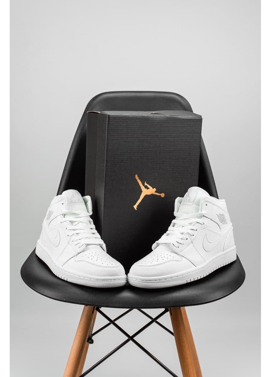 КРОССОВКИ ЖЕНСКИЕ NIKE AIR JORDAN 1 RETRO HIGH WHITE «GREY LOGO» НАЙК АИР ДЖОРДАН No Brand серые демисезоны (368855953)