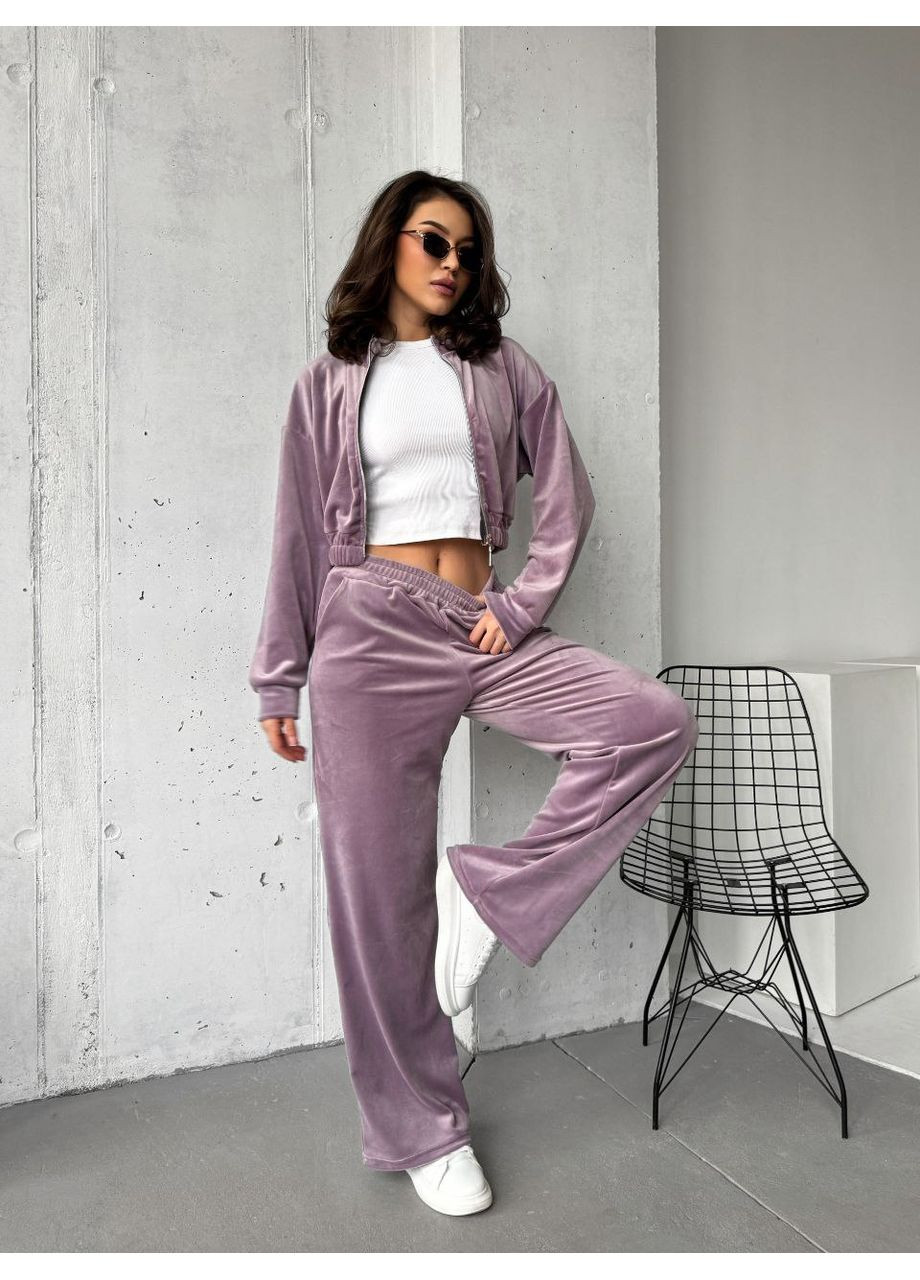 Костюм двійка велюровий штани та кофта укорочена Україна (353828026)