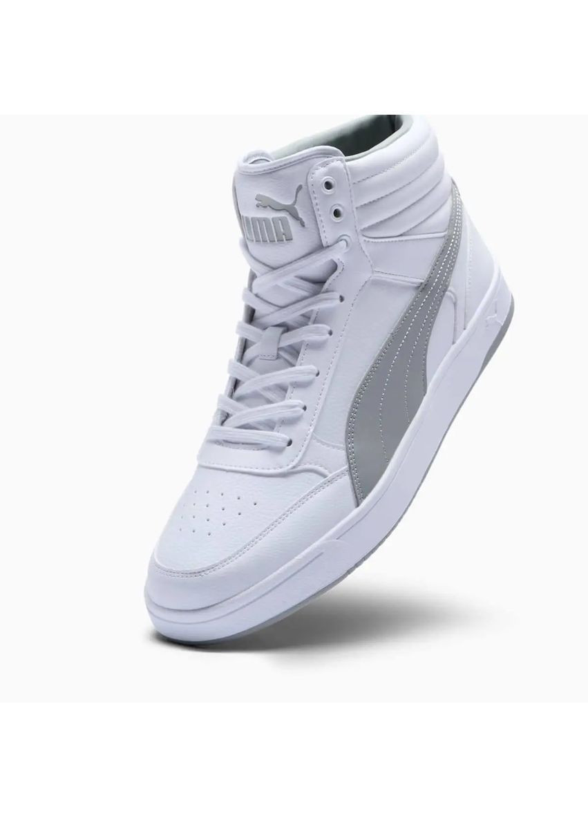 Білі Осінні кросівки 400980-04 шкіряні оригінал чоловічі високі біло-cірі Puma Dribble Mid