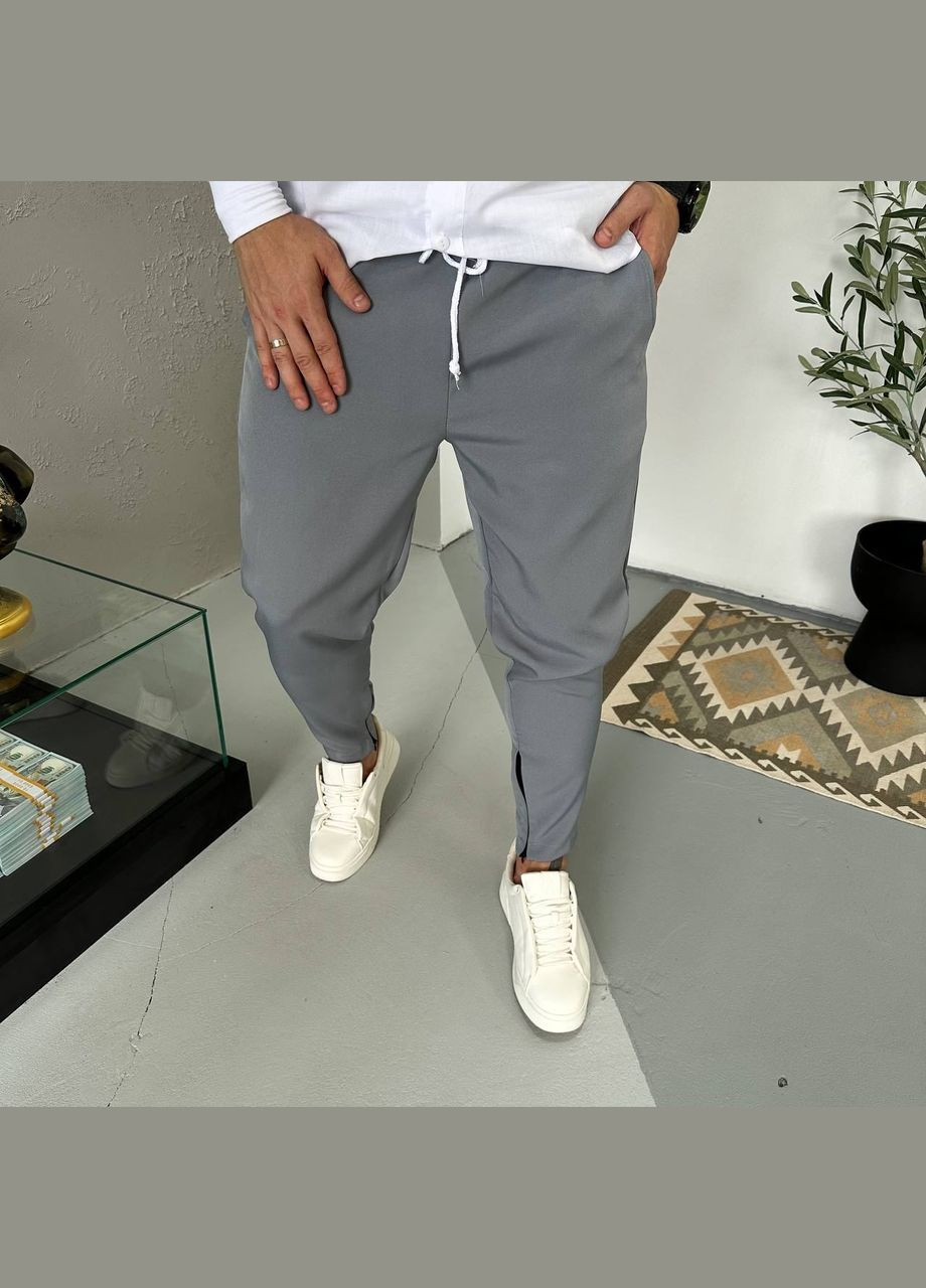 Серые демисезонные брюки No Brand