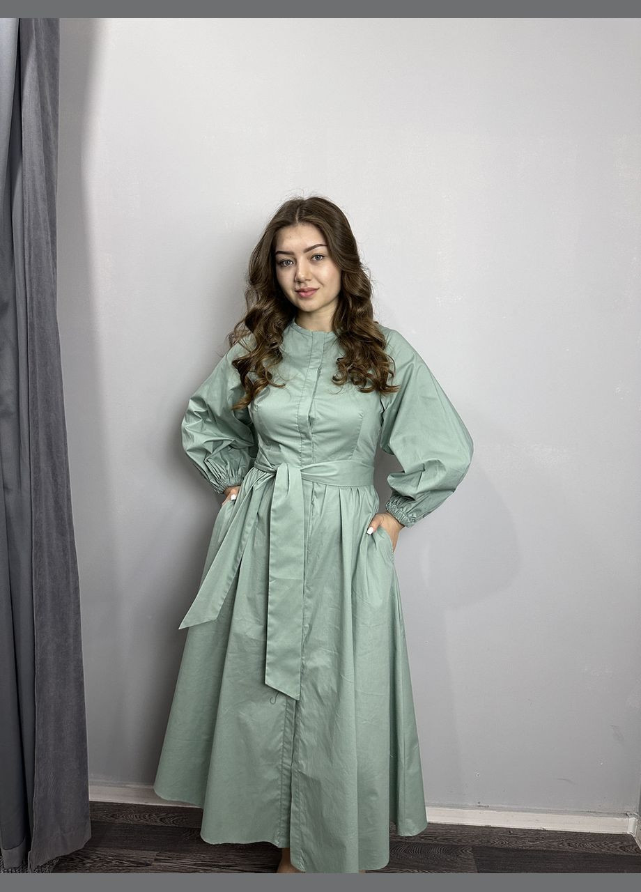 Мятное кэжуал платье женское мятное меди mkas23-1 Modna KAZKA