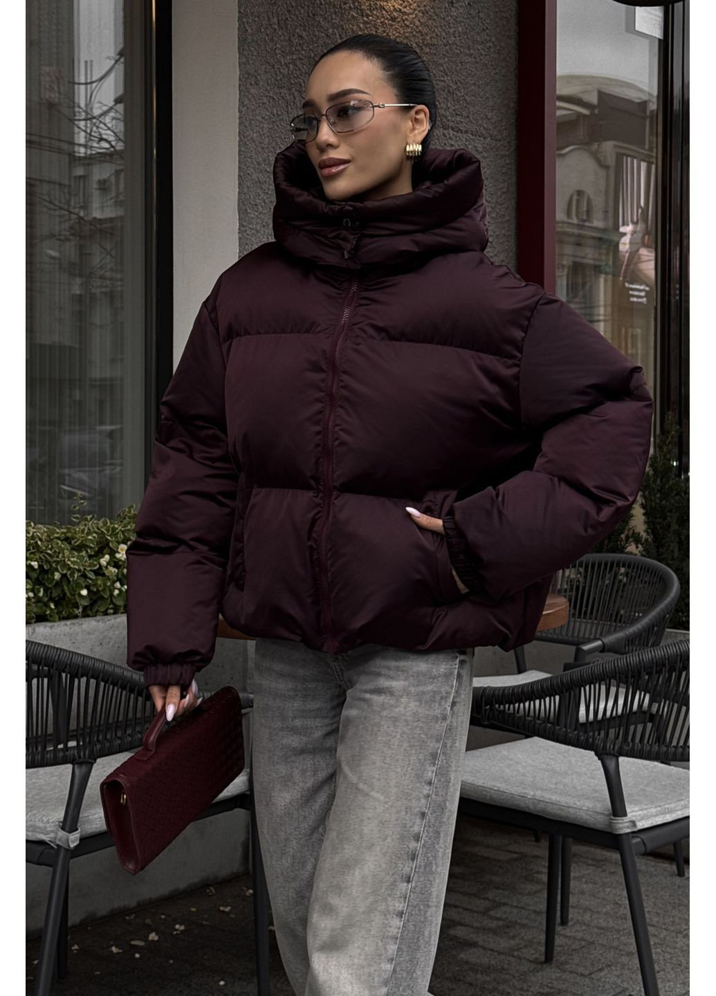 Бордовый зимний Пуховик Jadone Fashion