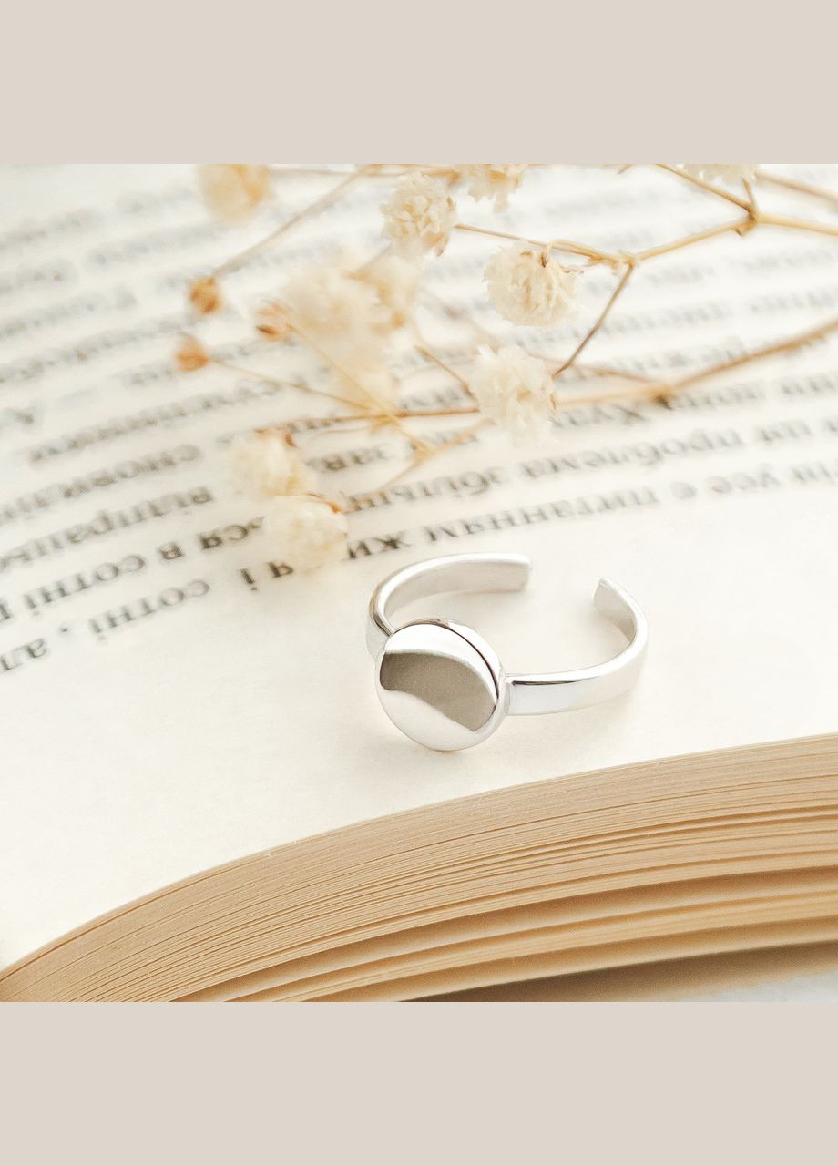 Срібна каблучка Монетка незамкнена блискуча без камінців No Brand (333705759)