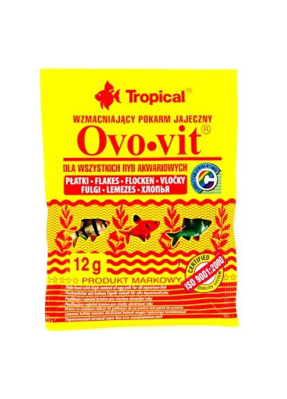Хлопья с высоким содержанием яичного желтка для всех видов рыб Ovovit 12 г (5900469744314) Tropical (279563359)