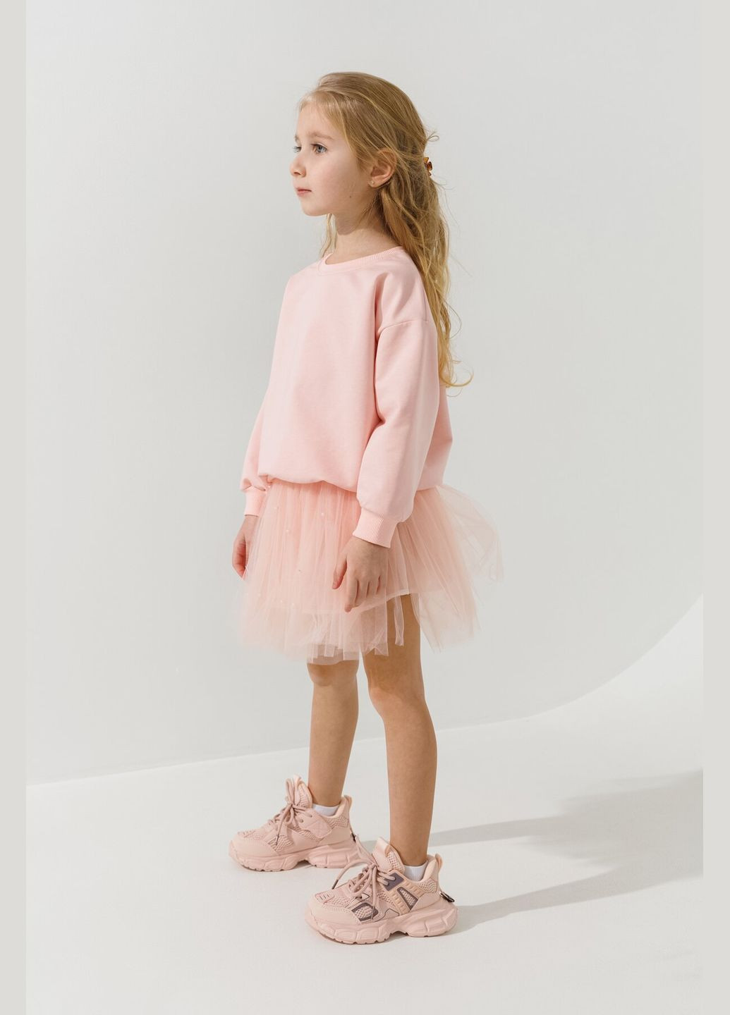 Пудровая повседневный однотонная юбка XZKAMI