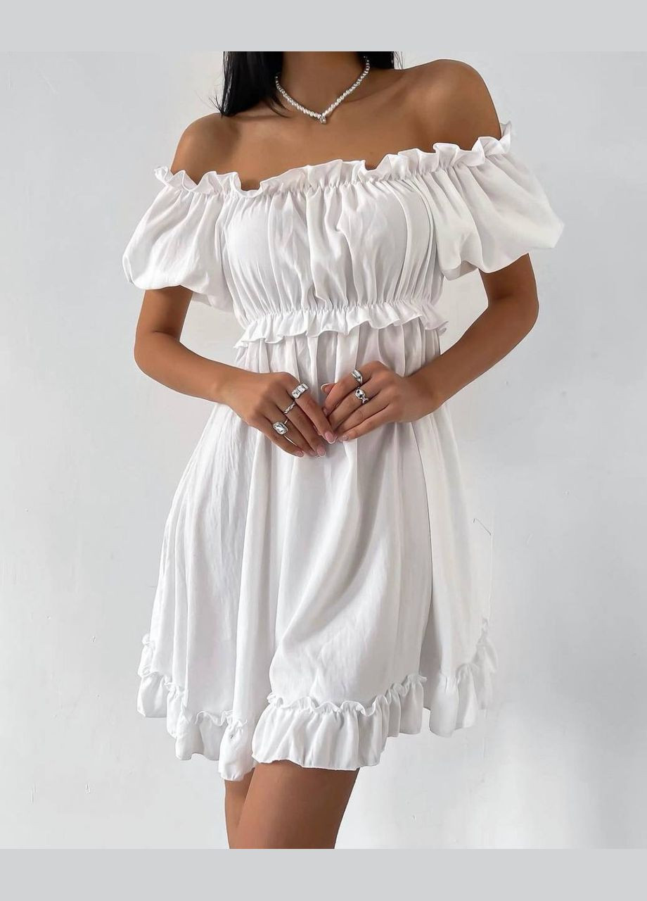 Білий повсякденний жіноча сукня міні з відкритими плечима Avanti однотонна