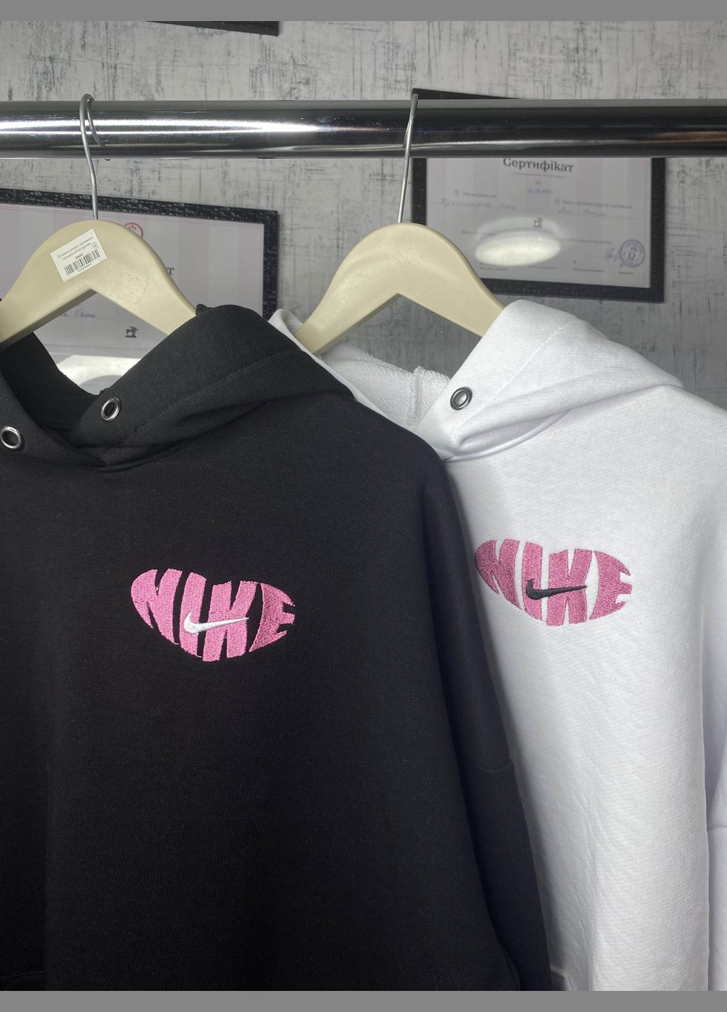 Оверсайз худі з капюшоном з вишивкою Найк унісекс тринитка Mavk.ka (302671052)