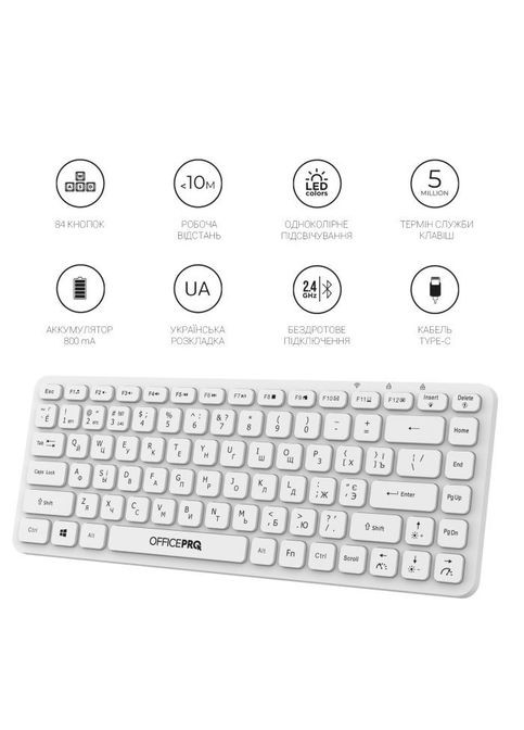Клавиатура (SK790W) OfficePro SK790W Wireless/Bluetooth White (307357910)