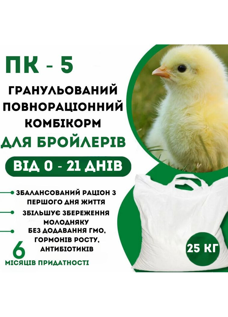 Комбикорм Старт для Бройлера 0-21 (10/25 кг) No Brand (364908857)