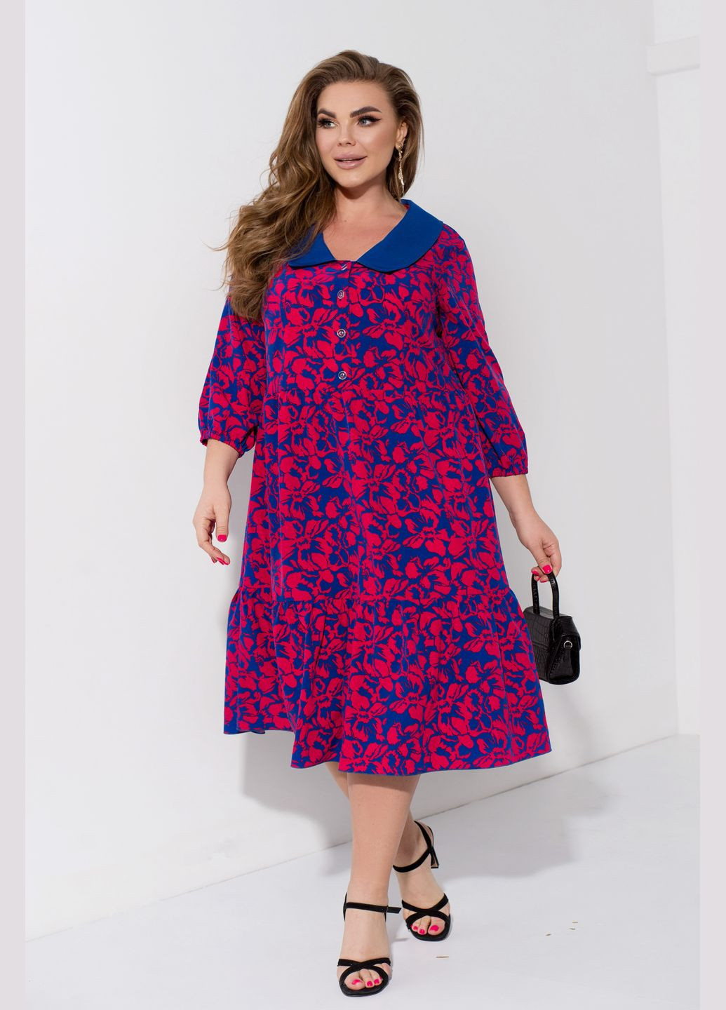Розовое кэжуал трендовое платье колокол No Brand с цветочным принтом