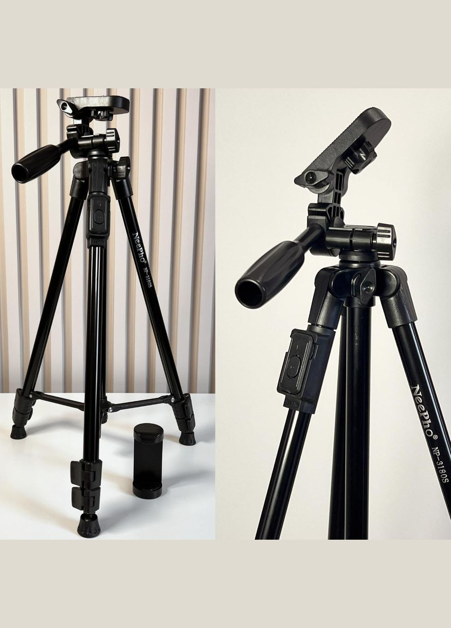 Штатив для телефону для камери з пультом ДУ NeePho NP-3180S до 130см Трипод з рівнем Selfie (312233817)