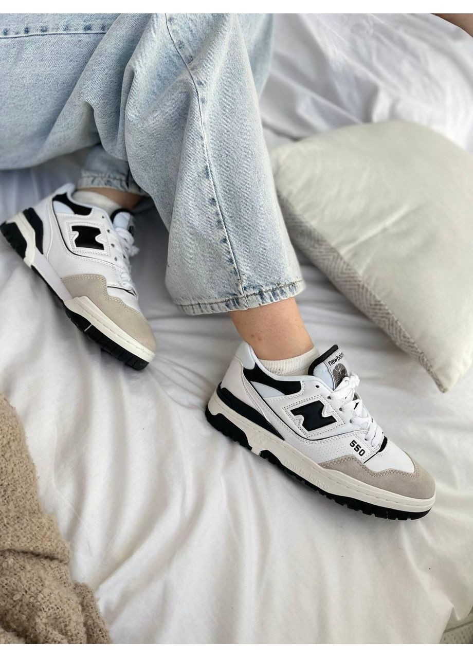 КРОСІВКИ ЖІНОЧІ NEW BALANCE 550 WHITE BLACK НЬЮ БЕЛАНС 550 No Brand чорні демісезони (367168543)