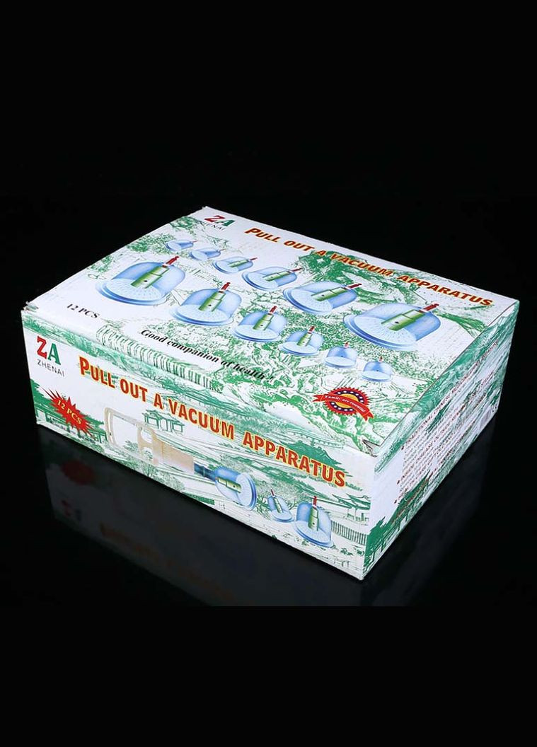 Набір масажних банок 12 штук із вакуумним пістолетом No Brand (370957706)