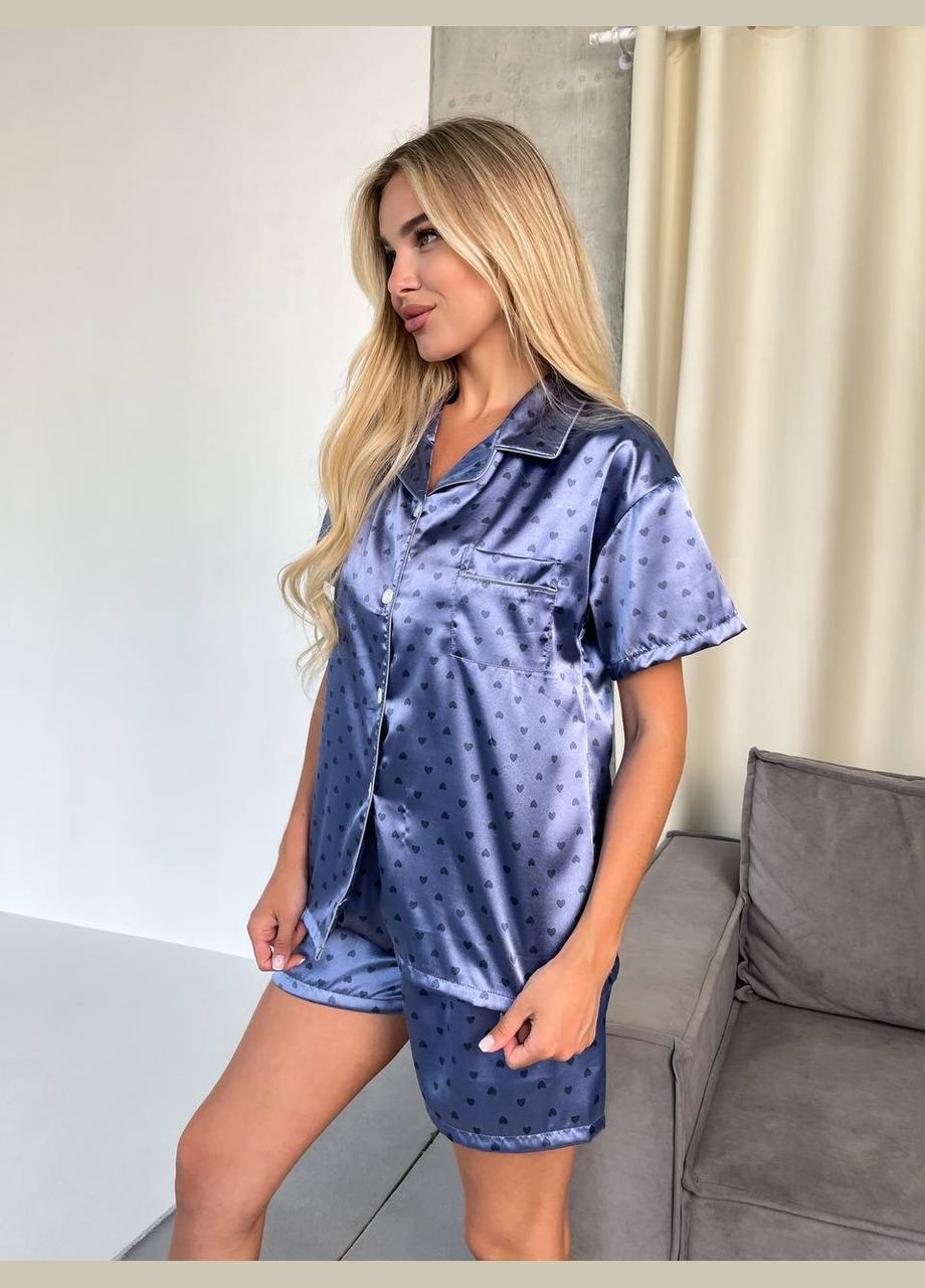 Блакитна всесезон піжама жіноча шорти сорочка сорочка + шорти No Brand