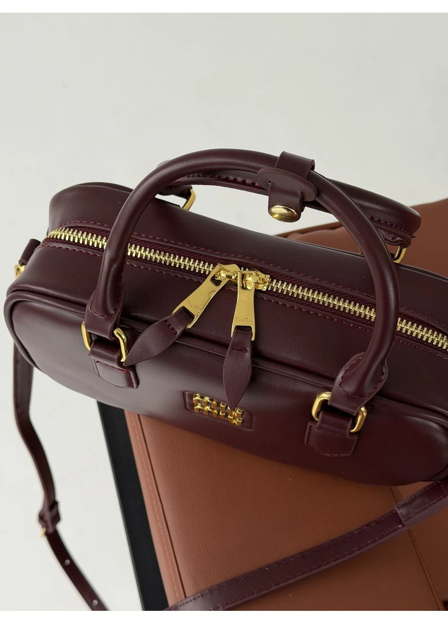 Сумка жіноча Arcadie Leather бордовий класичний через плече крос-боді No Brand (382994567)