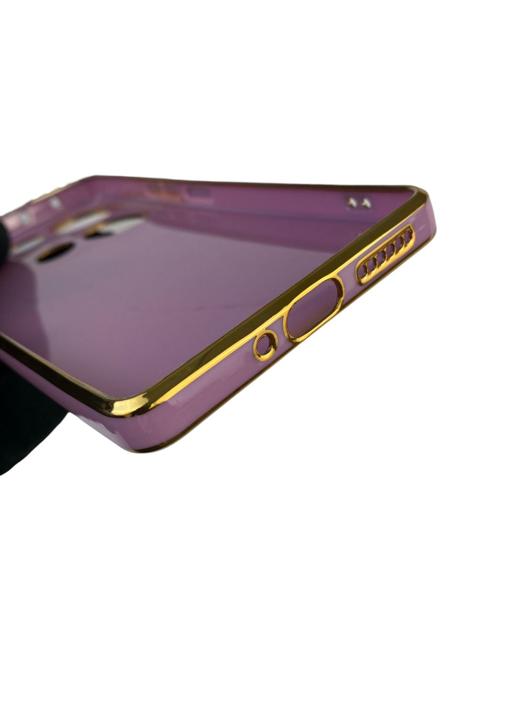 Чохол для POCO M6 Pro 4G глянцевий з кільцем MagSafe із золотою окантовкою на сяомі поко м6 про 4г чорничний gs1 Xiaomi (366230662)