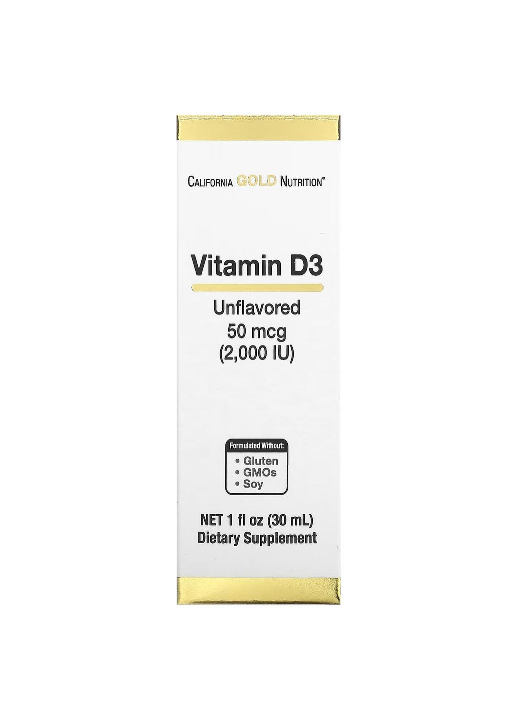 Вітамін D3 Vitamin D3 Unflavored 2,000 IU 30 ml California Gold Nutrition (303355545)